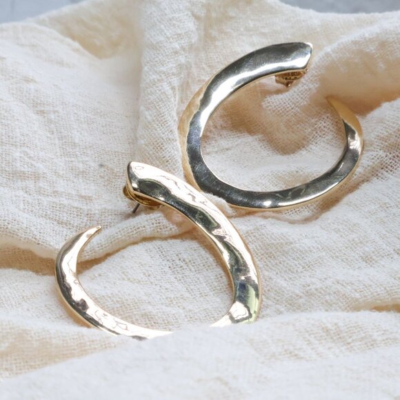 ROBERT LEE MORRIS GoldTone Crescent Hoop Earrings - Picture 3 of 3